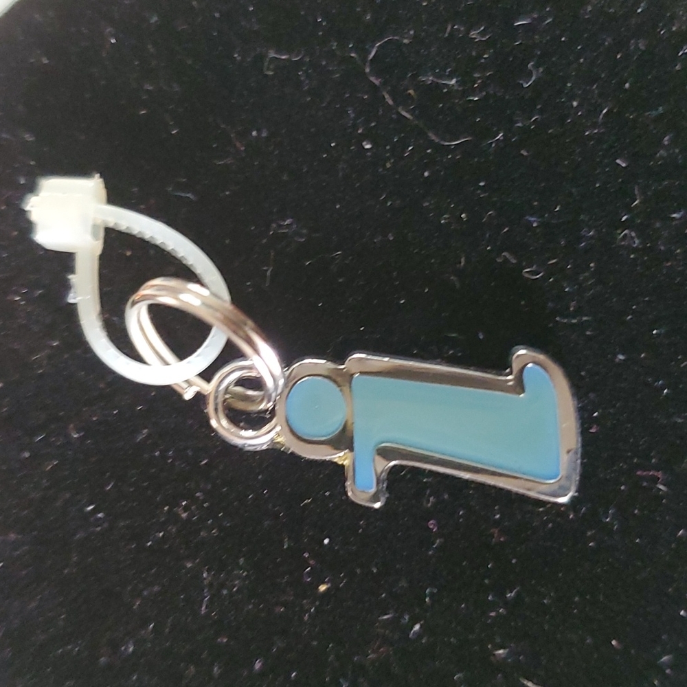Letter " i " silver tone charm